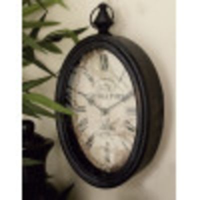 Harper & Willow Oval Metal Vintage Wall Clock, 42 in., Black, 2-Pack