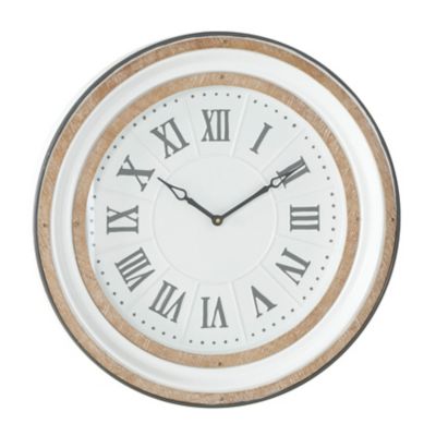 Image showing  Metal Farmhouse Vintage Wall Clock, 24 in., White