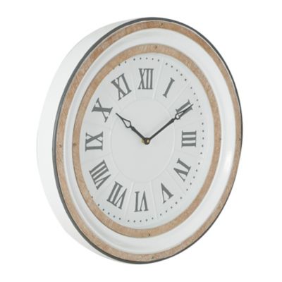 Image showing  Metal Farmhouse Vintage Wall Clock, 24 in., White