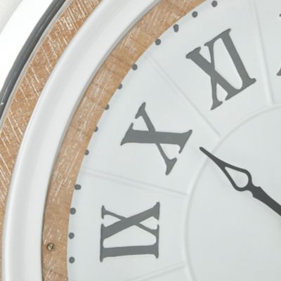 Image showing  Metal Farmhouse Vintage Wall Clock, 24 in., White