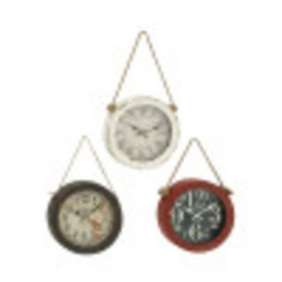 Image showing  Metal Vintage Wall Clock, 11 in., White, 3-Pack