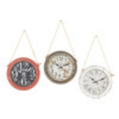 Image showing  Metal Vintage Wall Clock, 11 in., White, 3-Pack