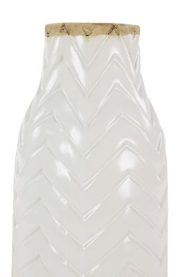 Image showing  Porcelain Vase, 7 in. x 7 in. x 16 in., White/Brown