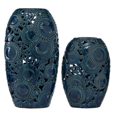 Image showing  Ceramic Eclectic Vase Set, Blue, 2 pc.