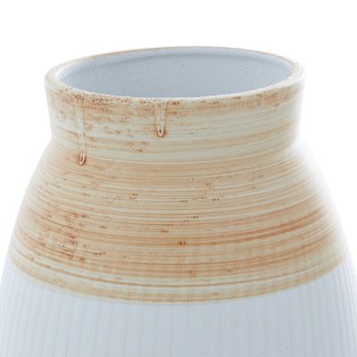 Image showing  3-Toned Ceramic Coastal Vase, 18.15 in., Tan