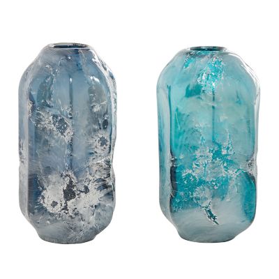 Image showing  Glass Contemporary Vase Set, Blue, 2 pc., 83382