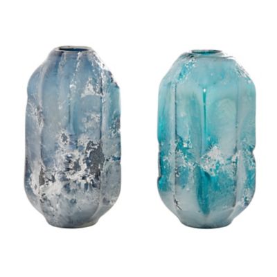 Image showing  Glass Contemporary Vase Set, Blue, 2 pc., 83382