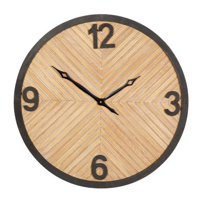 Image showing  Wood Industrial Wall Clock, 25 in., Brown