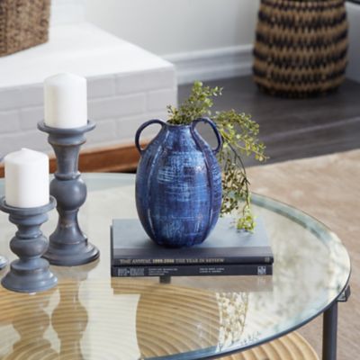 Harper & Willow Ceramic Contemporary Vase, 17 in., Blue