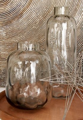 Harper & Willow Clear Glass Coastal Vase, 11 in., Gray