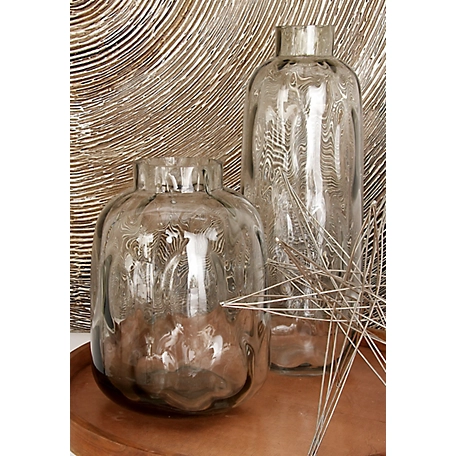Harper & Willow Grey Clear Glass Coastal Vase
