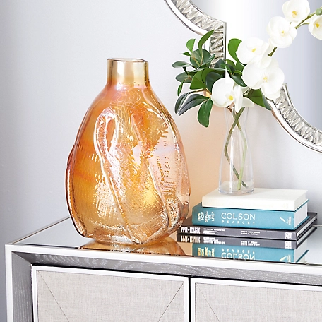 Cosmoliving by Cosmopolitan Gold Glass Contemporary Vase