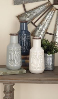 Harper & Willow 3 pc. Multicolor Ceramic Farmhouse Vase Set, 5 in., 11 in.