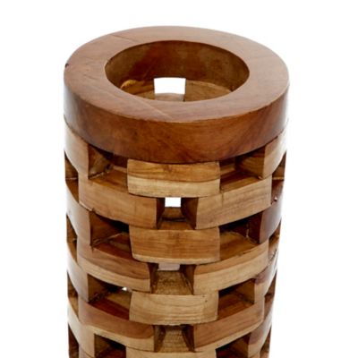 Image showing  Teak Wood Contemporary Vase Set, Brown, 2 pc.