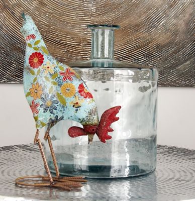 Harper & Willow Recycled Glass Handmade Spanish Vase, 14 in. x 14 in. x 17 in., Blue