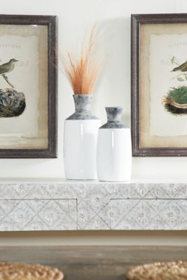 Harper & Willow 2 pc. White Ceramic Coastal Vase Set, 14 in., 12 in.
