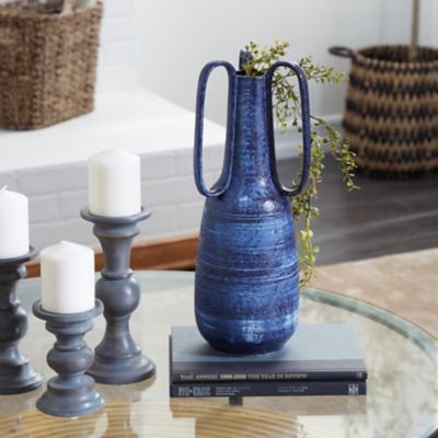 Harper & Willow Ceramic Contemporary Vase, 17 in., Blue