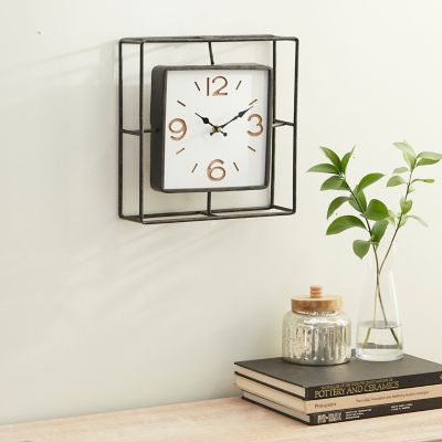 Harper & Willow Black Metal Contemporary Wall Clock, 12 in. x 3 in. x 12 in.