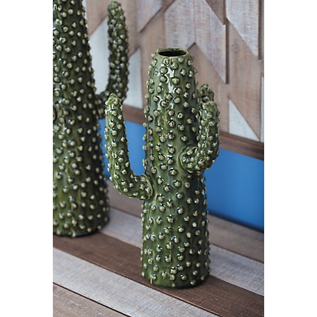 Harper & Willow Green Ceramic Eclectic Vase, 7 in. x 5 in. x 13 in.