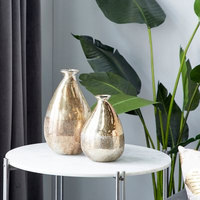 Harper & Willow Glass Rustic Vase Set, Gold/Taupe, 2 pc.