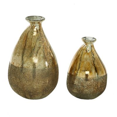 Image showing  Glass Rustic Vase Set, Gold/Taupe, 2 pc.