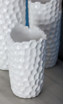 Harper & Willow White Porcelain Contemporary Vase, 5 in. x 5 in. x 9 in.