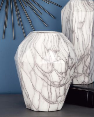 Harper & Willow White Ceramic Contemporary Vase, 10 in. x 10 in. x 12 in.