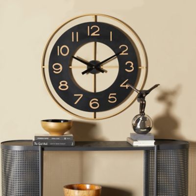 Harper & Willow Gold Metal Vintage Wall Clock, 3 in. x 2 in. x 9 in.