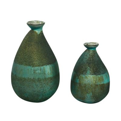 Image showing  Glass Rustic Vase Set, Gold/Taupe, 2 pc.
