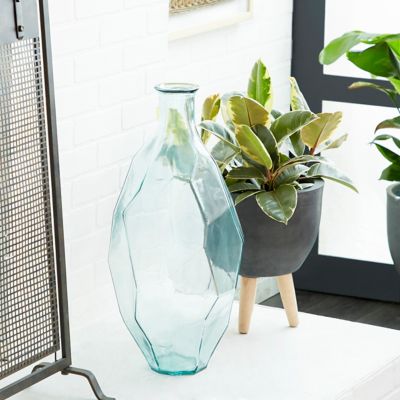 Harper & Willow Clear Glass Farmhouse Vase, Aquamarine