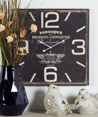 Harper & Willow Wood Vintage Wall Clock, 23 in., Black