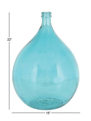 Image showing  Turquoise Glass Coastal Vase, 15 in. x 15 in. x 22 in.