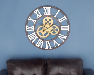 Harper & Willow Brown Metal Gear Wall Clock, 30" x 2" x 30"