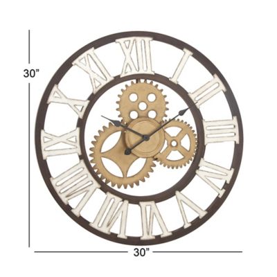 Image showing  Metal Gear Wall Clock, 30 in., Brown