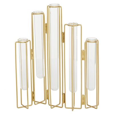 Image showing  Metal Contemporary Vase, 10 in. x 3 in. x 12 in., Gold