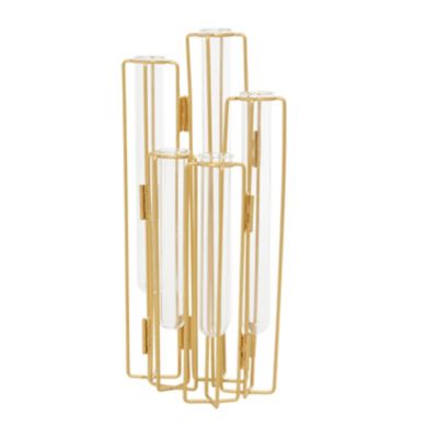 Image showing  Metal Contemporary Vase, 10 in. x 3 in. x 12 in., Gold