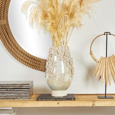 Harper & Willow Cream Ceramic Farmhouse Vase, 9 in. x 9 in. x 16 in.