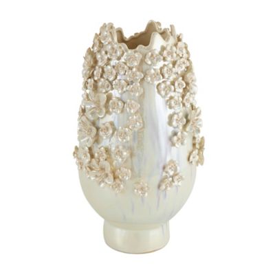 Image showing  Cream Ceramic Farmhouse Vase, 9 in. x 9 in. x 16 in.