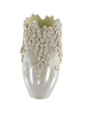 Image showing  Cream Ceramic Farmhouse Vase, 9 in. x 9 in. x 16 in.