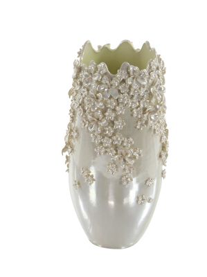 Image showing  Cream Ceramic Farmhouse Vase, 9 in. x 9 in. x 16 in.