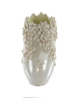 Image showing  Cream Ceramic Farmhouse Vase, 9 in. x 9 in. x 16 in.