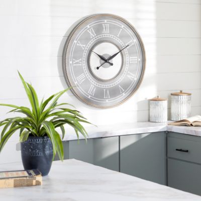 Harper & Willow Resin Farmhouse Wall Clock, 30 in., Gray