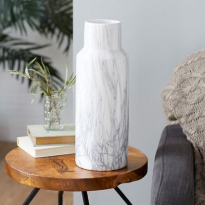 Harper & Willow White Ceramic Contemporary Vase, 6 in. x 6 in. x 15 in.