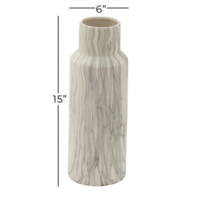 Image showing  Ceramic Contemporary Vase, 6 in. x 6 in. x 15 in., White