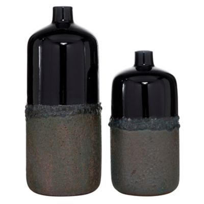 Image showing  Ceramic Rustic Vase Set, Black, 2 pc.