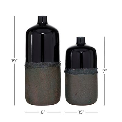 Image showing 5 th Harper & Willow Ceramic Rustic Vase Set, Black, 2 pc.