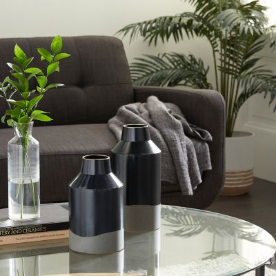 Harper & Willow 2 pc. Black Metal Contemporary Vase Set, 10 in., 12 in.