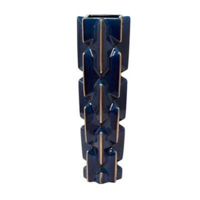 Image showing  Ceramic Modern Vase, 8 in. x 8 in. x 27 in., Blue