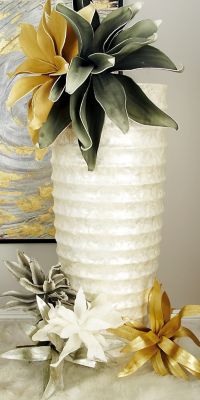 Harper & Willow White Polystone Coastal Vase, 20 in. x 20 in. x 48 in.