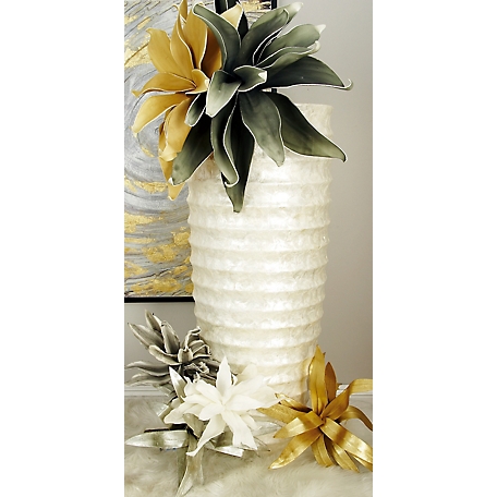 Harper & Willow White Polystone Coastal Vase, 20 in. x 20 in. x 48 in.